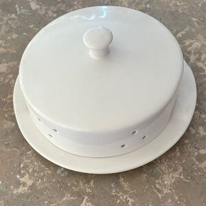 White Ceramic Cheese Keeper or Brie Baker